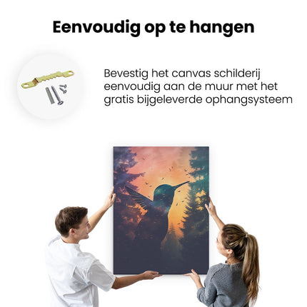 Canvas Schilderij Ophangen Vogel Silhouette