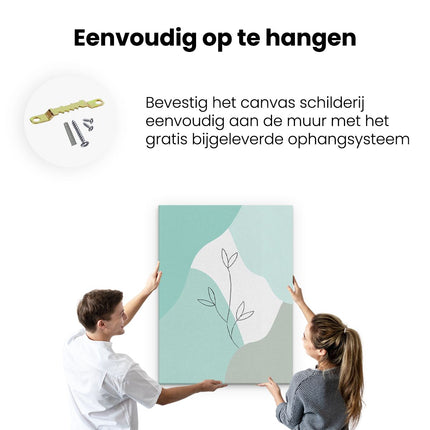 Canvas Schilderij Ophangen Plant op Abstract Blauwe Achtergrond