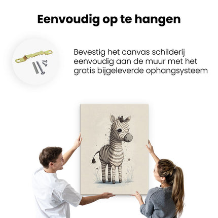 Canvas Schilderij Ophangen Schattige Zebra