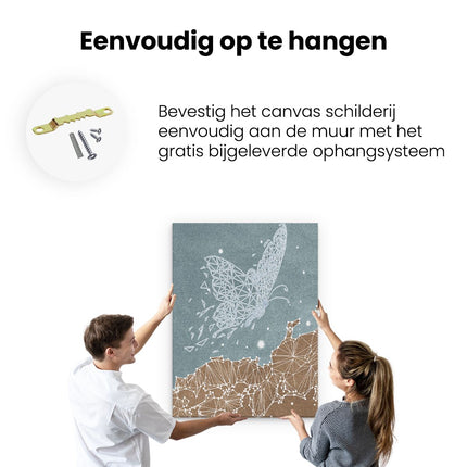 Canvas Schilderij Ophangen Vlinder Lijnenkunst - Abstract