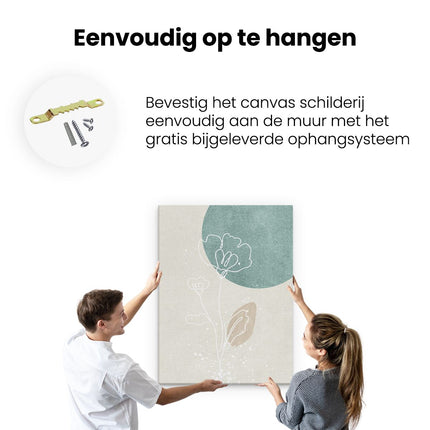 Canvas Schilderij Ophangen Bloem op Abstracte Kunst