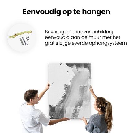 Canvas Schilderij Ophangen Grijze Lijnen Kunst - Abstract