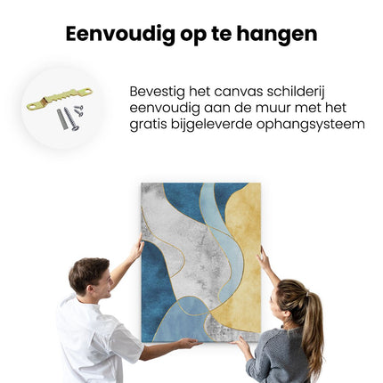Canvas Schilderij Ophangen Abstracte Kunst Blauw met Goud