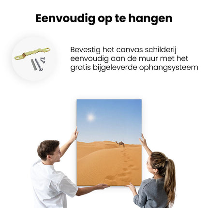 Canvas Schilderij Ophangen Kameel in Woestijn