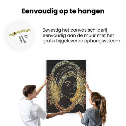 Canvas Schilderij Ophangen Afrikaanse Vrouw in een Tulband