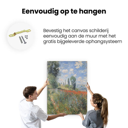 Canvas Schilderij Ophangen Claude Monet - Klaprozenveld