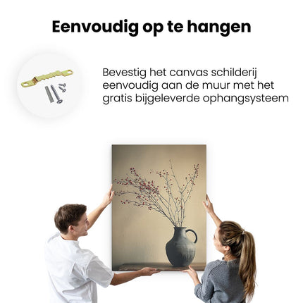 Canvas Schilderij Ophangen Vaas met Bessen Erin