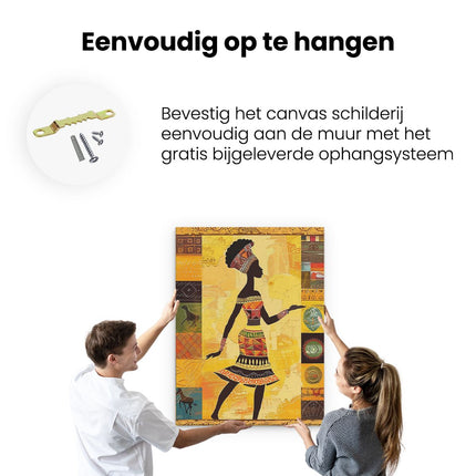 Canvas Schilderij Ophangen Afrikaanse Vrouw in een Jurk