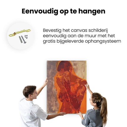 Canvas Schilderij Ophangen Kunstwerk van een Man met zijn Handen op zijn Gezicht