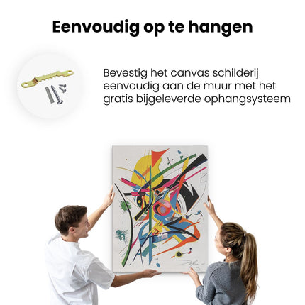 Canvas Schilderij Ophangen Abstract Kunstwerk met veel Kleuren