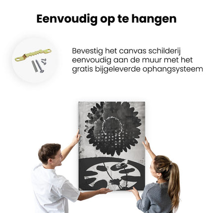 Canvas Schilderij Ophangen Zwart Wit Beeld van een Bloem