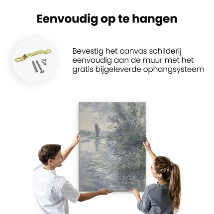 Canvas Schilderij Ophangen Kunstwerk van een Rivier en Bomen