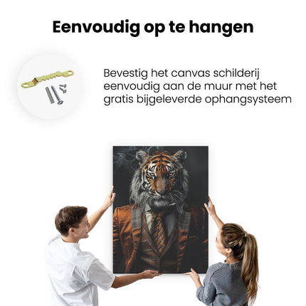 Canvas Schilderij Ophangen Tijger in een Pak