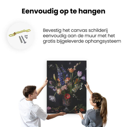 Canvas Schilderij Ophangen Bos Bloemen in een Vaas