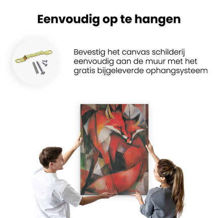 Canvas Schilderij Ophangen Twee Vossen die Elkaar Omhelzen