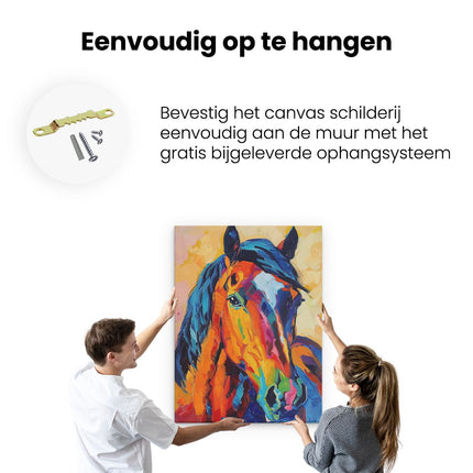 Canvas Schilderij Ophangen Kleurrijk Kunstwerk van een Paard