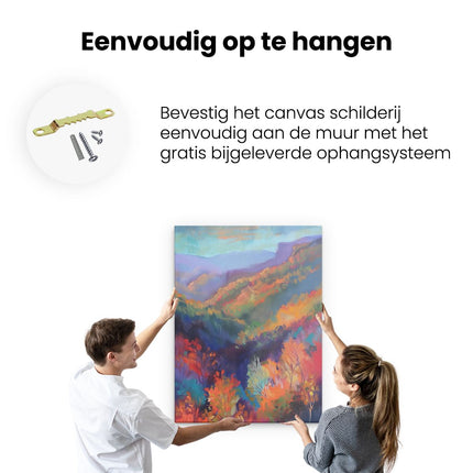 Canvas Schilderij Ophangen Kunstwerk van Herfstbomen in de Bergen