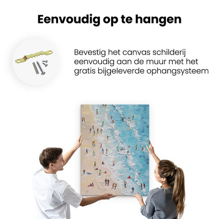 Canvas Schilderij Ophangen Kunstwerk van Mensen op een Strand