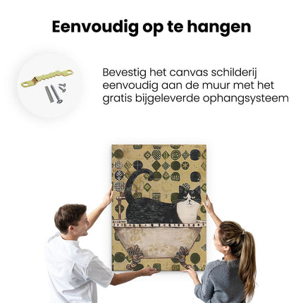 Canvas Schilderij Ophangen Zwart Witte Kat in een Badkuip