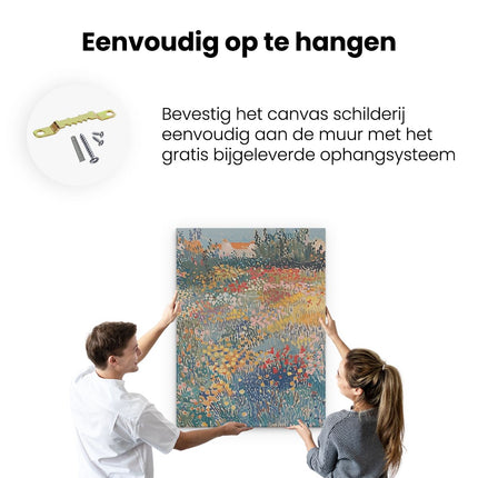 Canvas Schilderij Ophangen Kunstwerk van een Veld met Bloemen