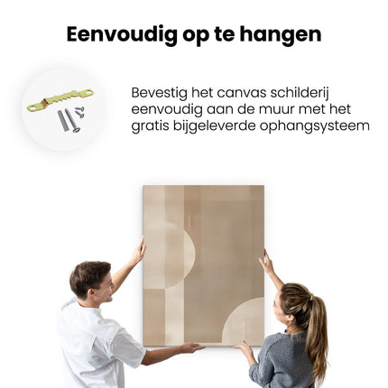 Canvas Schilderij Ophangen Beige en Wit Abstract Beeld