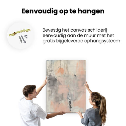 Canvas Schilderij Ophangen Abstract Kunstwerk met een Roze Achtergrond