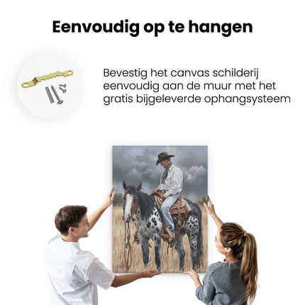 Canvas Schilderij Ophangen Cowboy op een Paard