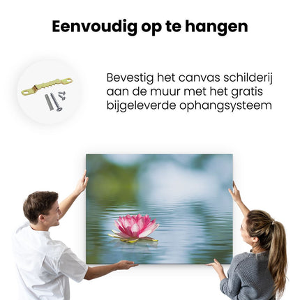 Canvas Schilderij Ophangen Roze Lotusbloem Op Het Water