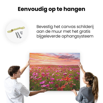 Canvas Schilderij Ophangen Kleurrijke Kosmos Bloemenveld