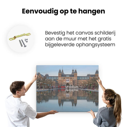 Canvas Schilderij Ophangen Amsterdam Rijksmuseum - I Amsterdam Tekst