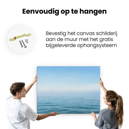 Canvas Schilderij Ophangen Zee Met Een Blauw Hemel Achtergrond