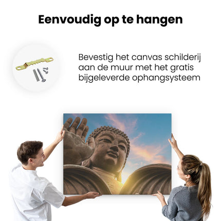 Canvas Schilderij Ophangen Groot Boeddha Standbeeld Van Dichtbij