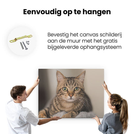 Canvas Schilderij Ophangen Kat Met Wijde Ogen