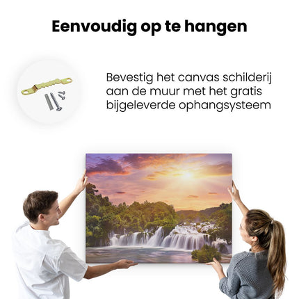 Canvas Schilderij Ophangen Watervallen In Het Bos