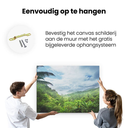 Canvas Schilderij Ophangen Jungle Uitzicht Op De Seychellen