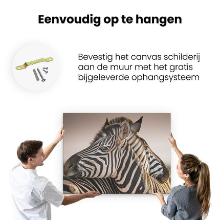 Canvas Schilderij Ophangen Twee Knuffelende Zebra's 