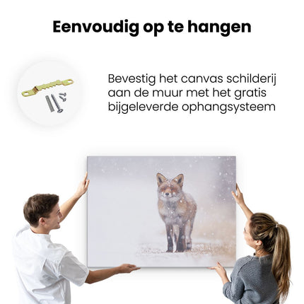 Canvas Schilderij Ophangen Vos in de Sneeuw