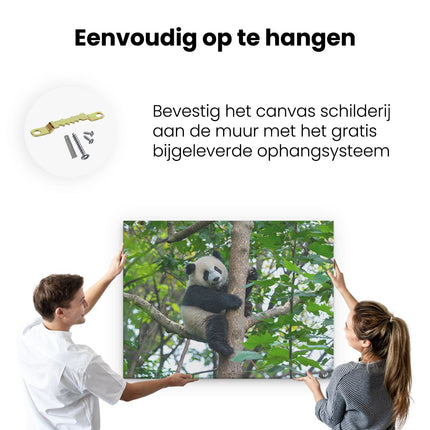 Canvas Schilderij Ophangen Panda in de Bomen