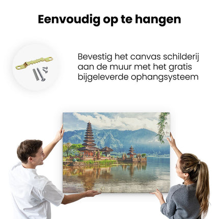 Canvas Schilderij Ophangen Pura Tempel in Bali op het meer Beratan