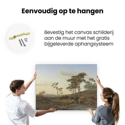 Canvas Schilderij Ophangen Avondstemming met Herder - Cornelis Lieste