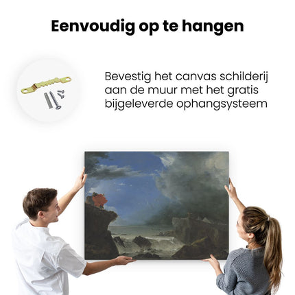 Canvas Schilderij Ophangen De Doorbraak van de Sint-Anthonisdijk bij Amsterdam - Jan Asselijn