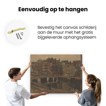 Canvas Schilderij Ophangen Het Rokin in Amsterdam - George Hendrik Breitner