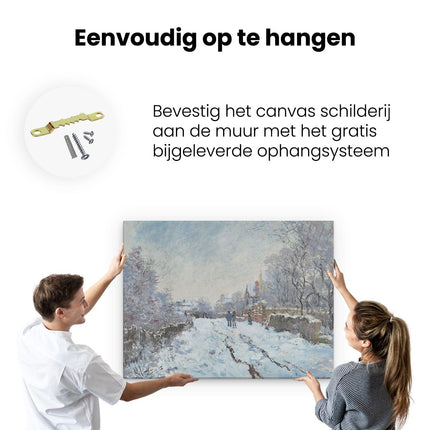 Canvas Schilderij Ophangen Sneeuw in Argenteuil - Claude Monet