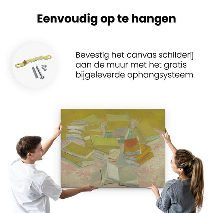 Canvas Schilderij Ophangen Stapels Franse Romans - Vincent van Gogh