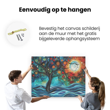 Canvas Schilderij Ophangen Abstract Kunstwerk van een Boom in het Water