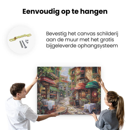 Canvas Schilderij Ophangen Kunstwerk van een Straat in Italië