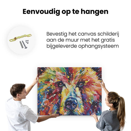Canvas Schilderij Ophangen Kleurrijk Kunstwerk van een Beer