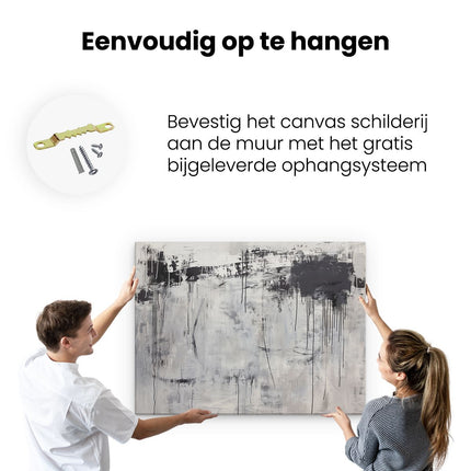 Canvas Schilderij Ophangen Abstract Kunstwerk met Zwart Witte Splatters