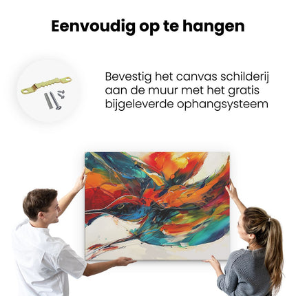 Canvas Schilderij Ophangen Kleurrijk Kunstwerk van een Vogel