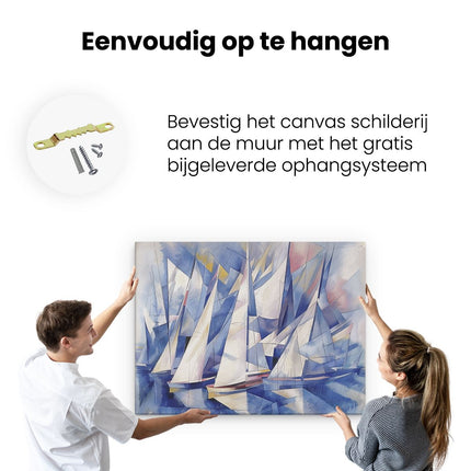 Canvas Schilderij Ophangen Kunstwerk van Zeilboten in het Water
